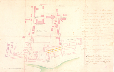 [ Plan of the new alignment for a portion of rue Saint-Paul following the fire of 1721, Chaussegros de Lry, Gaspard-Joseph, ANQM P1000-50/188-4 ]