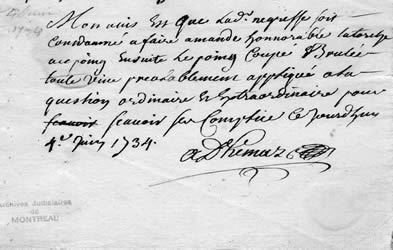 [ Sentence pronounced by Jean-Baptiste Adh�mar, Adh�mar, Jean-Baptiste, Archives nationales du Qu�bec, Centre de Montr�al TL4, S1 4136 ]
