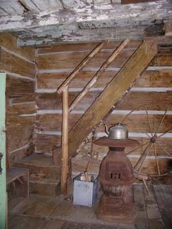 [ Stairs Bridget Donnelly Ran Up Before Being Murdered, Lucan Area Heritage and Donnelly Museum, Copyright Great Unsolved Canadian Mysteries Project, Jennifer Pettit,   ]