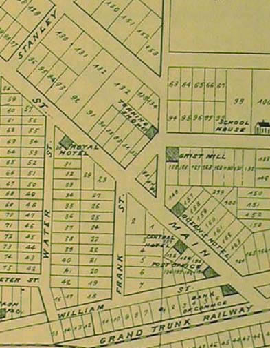 [ Map of Lucan (Downtown Section Enlarged), 1878, H.R. Page & Co., University of Western Ontario Archives  ]