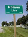 Pancarte annonçant la Roman Line, 2005