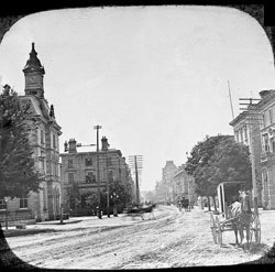 [ Looking South Along Richmond St. in London, Ontario, 1881, Unknown, University of Western Ontario Archives Historical Tray #2, 1881 ]