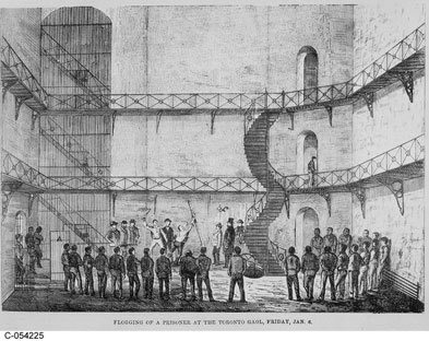 [ Flogging of a Prisoner at the Toronto Gaol, 1871, This illustration originally appeared in 