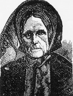 [ Johannah (Judith) Donnelly , This drawing originally appeared in the 1880 newspaper coverage of the Donnelly murders.  It is reprinted in Donald L. Cosens, ed. 
