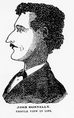 [ Drawing of John Donnelly, This drawing originally appeared in the 1880 newspaper coverage of the Donnelly murders.  It is reprinted in Donald L. Cosens, ed. 