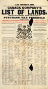 Affiche de la Canada Company annonçant les terres à vendre
