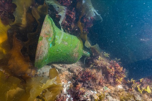 The detached ship’s bell of HMS Erebus as found on the deck