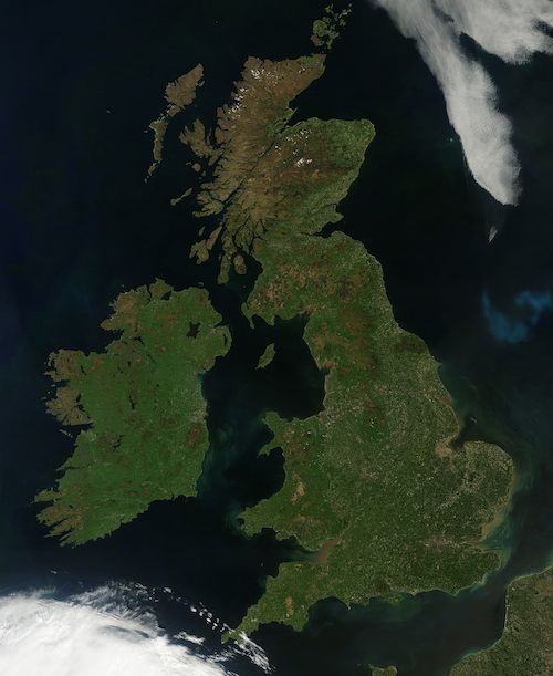 Photo satellite de la Grande-Bretagne et de l’Irlande