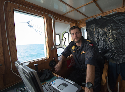 With One Hand on the Sonar Winch Controller, Yves Bernard (Royal Canadian Navy) Monitors