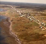 Aerial view of St. Marys Bay as far as Meteghan Centre, with Meteghan in the foreground (Nova Scotia, Canada)