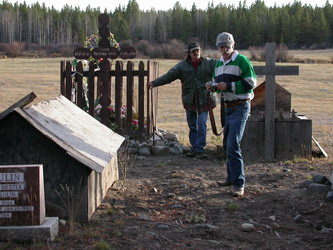 [ Towdystan Graves, Tsilhqotin Graves at the old village site of Towdystan near Fish Trap, Liam Haggerty, Copyright Great Unsolved Canadian Mysteries Project  ]
