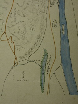 [ Carte de Waddington, campement principal, Copie de la carte originale, Alfred Waddington, British Columbia Surveyor General Branch Vault, Original Maps, 47 TY1 ]
