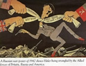 Une affiche de guerre russe en 1942 montre Hitler trangl par les forces allies britanniques, russes et amricaines.