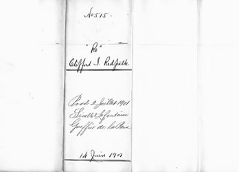 [ Le rapport du coroner &mdash; Jocelyn Clifford Redpath (verso) ]