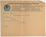 Telegram from J.R. Redpath