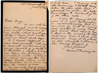 [ Letter from Anna Harrington to Amy Redpath (page 1) ]