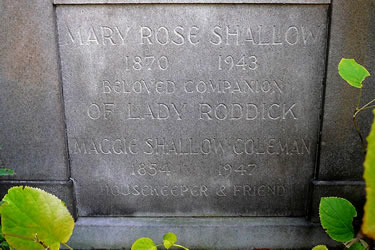 [ Inscription on Rose Shallow's gravesite  ]