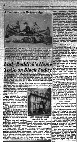 [ La demeure de Lady Roddick mise en vente aujourd’hui,  The Montreal Daily Star , 14 juin 1954 ]