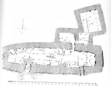 [ Plan of the 11th-century hall at Skallakt in Thjorsardalur, Mrten Stenberger,   ]