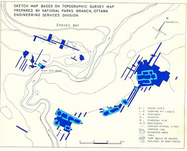 [ Ingstad Excavation Areas B, The Ingstad excavations covered all the Norse buildings and a few areas outside them., National Parks Branch Engineering Services Division, Parks Canada Archaeology Laboratory, Halifax  ]