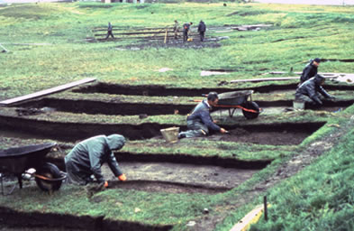 Fouilles de la tourbi�re, 1976