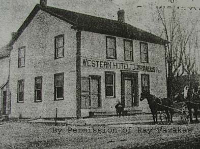 [ Western Hotel, Lucan, Robert (Bob) Donnelly operated the Western Hotel in the early 1900s, approximately when this photograph was taken.    By Permission of Ray Fazakas, Unknown, Private Collection of Ray Fazakas  ]