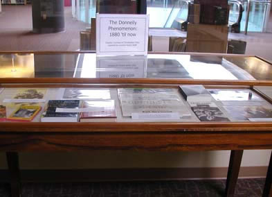 [ Donnelly Display by Chris Doty in the London Room, London Public Library, 2005, Copyright Great Unsolved Canadian Mysteries Project, Jennifer Pettit,   ]