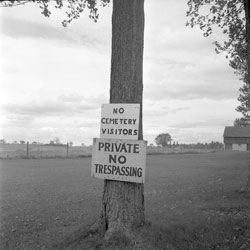 [ Sign Announcing the Closure of the St. Patrick\'s Roman Catholic Church Due to Curiosity Seekers, 1964, Unknown, University of Western Ontario Archives  ]