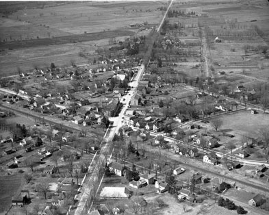 [ Aerial View of Lucan, 1948, Unknown, University of Western Ontario Archives Historical Tray #4, 1948 ]