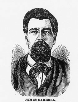 [ Drawing of James Carroll, This drawing originally appeared in the 1880 newspaper coverage of the Donnelly murders.  It is reprinted in Donald L. Cosens, ed. 