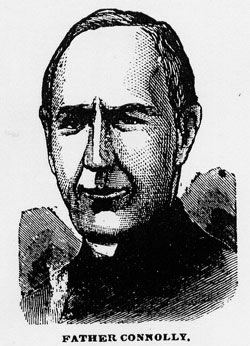 [ Drawing of Father Connolly, This drawing originally appeared in the 1880 newspaper coverage of the Donnelly murders.  It is reprinted in Donald L. Cosens, ed. 