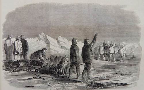 , La première rencontre du capitaine McClintock avec des Esquimaux au cap Victoria (gravure sur bois)