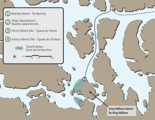 Map of Franklin Expedition in Arctic
