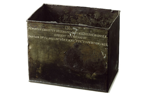 Inscription sur une conserve de pemmican de l’expédition Franklin