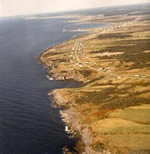 Vue aérienne de la baie Sainte-Marie avec Meteghan à l'avant plan s'en allant vers la Pointe-de-l'Église (Nouvelle-Écosse, Canada)