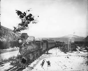 [ First train on the Klondike Mines Railway, Dawson ]