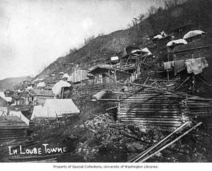 [ Lousetown, Showing Prostitutes\' Cabins ]