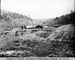 Five miners working a flume, Hunker Creek