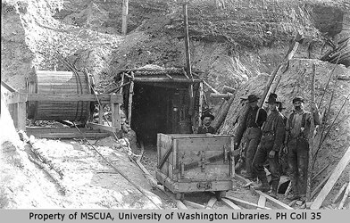 [ Entrance to Magaw and Andrews mine shaft, Cheechako Hill ]