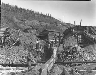 [ Mining operation with sluices, unidentified location ]