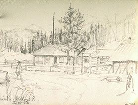 [ Sketch of Salt Spring Island Cabin [probably Jonathan Begg's house in Begg's Settlement] ]