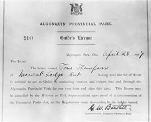 [ Algonquin Park Guide's License — Tom Thomson ]