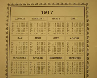 [ 1917 Calendar, Mark Robinson Daily journal ]