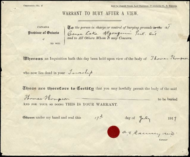 Warrant To Bury After A View