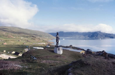 Statue of Leif Eriksson erected at Brattahlid [Quassiarsuk] in 2000