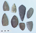 Artefacts typiques de l'occupation par les aborignes au neuvime sicle