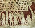 Men in trousers and long shirts on picture stone from Tjngvide, Gotland, Sweden.